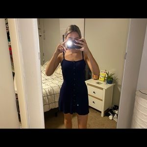 Topshop navy blue button dress